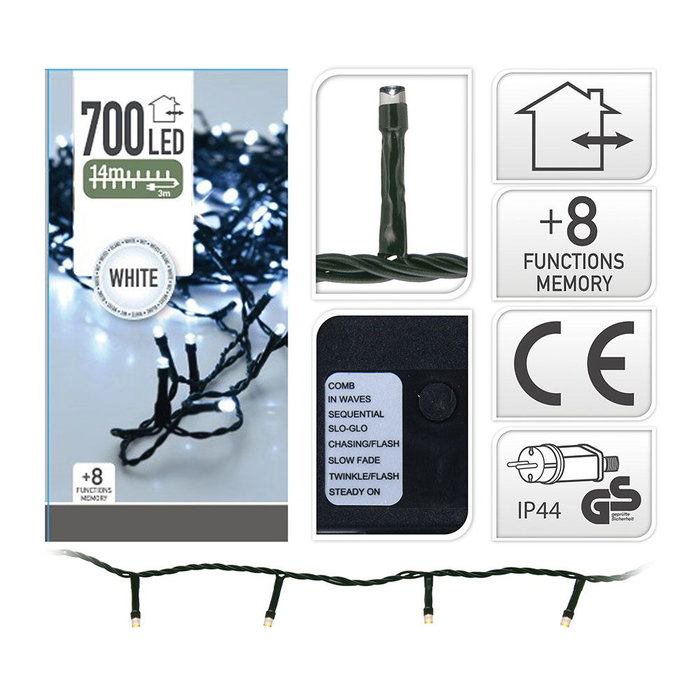 Guirlande lumineuse type épine 700 LED blanc froid 14 m