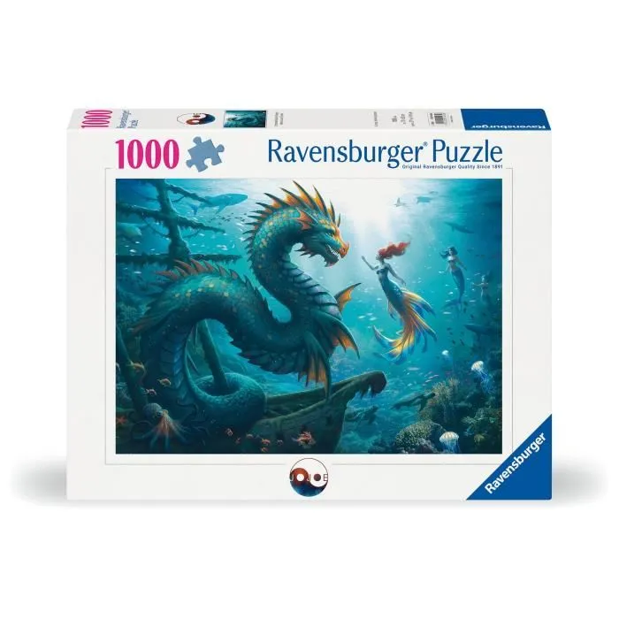 Ravensburger Puzzle 1000 pièces - Dragon, sirène et tortues des profondeurs - Puzzle adulte à partir de 14 ans - 12001434