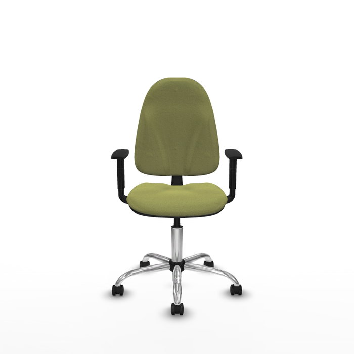 PIQUERAS Y CRESPO Chaise de bureau Algarra Vert olive avec accoudoirs 1D et base chromée