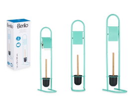 Berilo Porte-rouleau et balayette en métal et bambou, menthe, 16 x 80 x 28 cm (Set de 4)