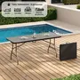 TERRANOVA Table de réception pliante 8 personnes - Plateau PEHD aspect résine tressé 180x74 cm - Structure acier robuste - Noir