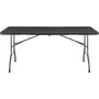 TERRANOVA Table de réception pliante 8 personnes - Plateau PEHD aspect résine tressé 180x74 cm - Structure acier robuste - Noir