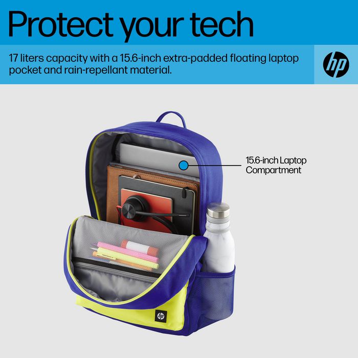 HP Sac à dos Campus pour ordinateur portable 15.6 pouces, organisation avec sangles rembourrées et compartiment sécurisé, vert