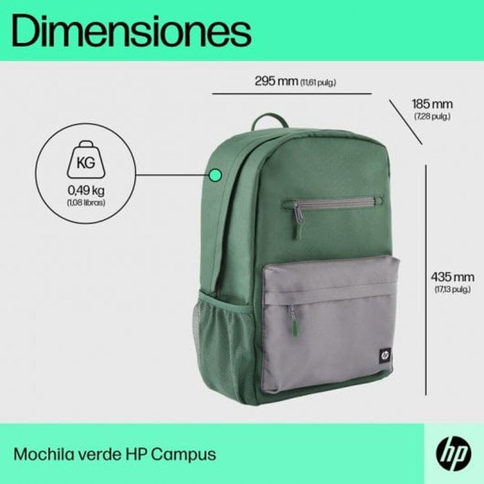HP Sac à dos Campus 15,6 pouces Vert et Gris HP Sac à dos Campus 15,6 pouces Vert et Gris