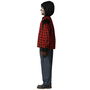 Déguisement Enfant Loup-Garcon avec Masque, T-Shirt à Carreaux Rouge et Pantalon, Gris, 7-9 Ans, Taille Enfant, Pour Halloween et Fêtes