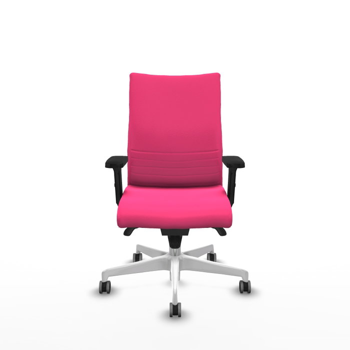 Piqueras Y Crespo Chaise de bureau Albacete confidente, Rose, Similicuir, Base Blanche, Bras 2D