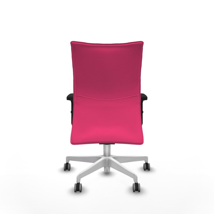 Piqueras Y Crespo Chaise de bureau Albacete confidente, Rose, Similicuir, Base Blanche, Bras 2D