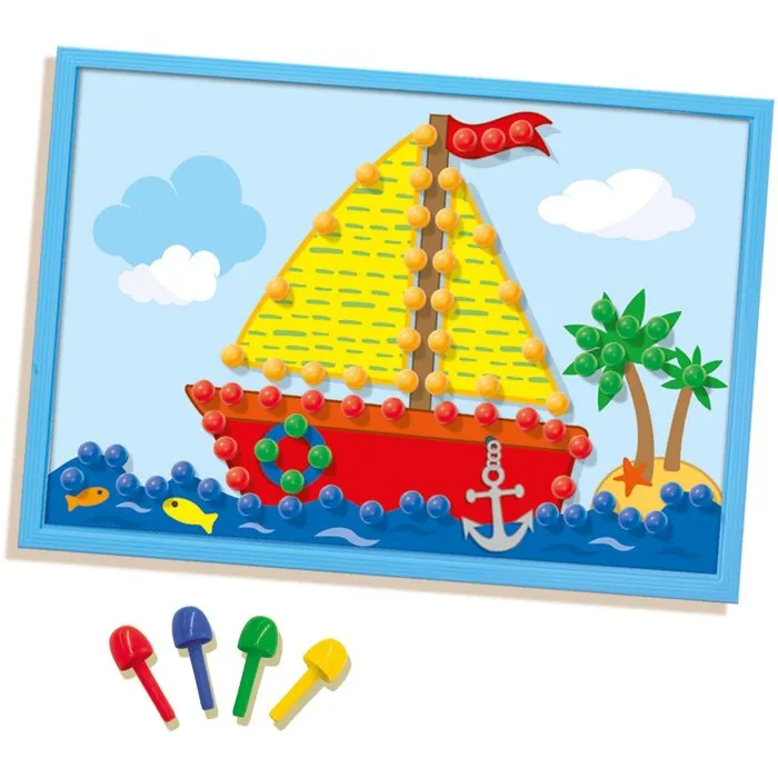 SES CREATIVE Tableau de Mosaïque avec Cartes pour Enfants, Jeu Créatif avec Épingles Colorées SES CREATIVE Tableau de Mosaïque avec Cartes pour Enfants, Jeu Créatif avec Épingles Colorées