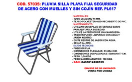 Chaise de plage et camping fixe en acier Ø18mm PLUVIA