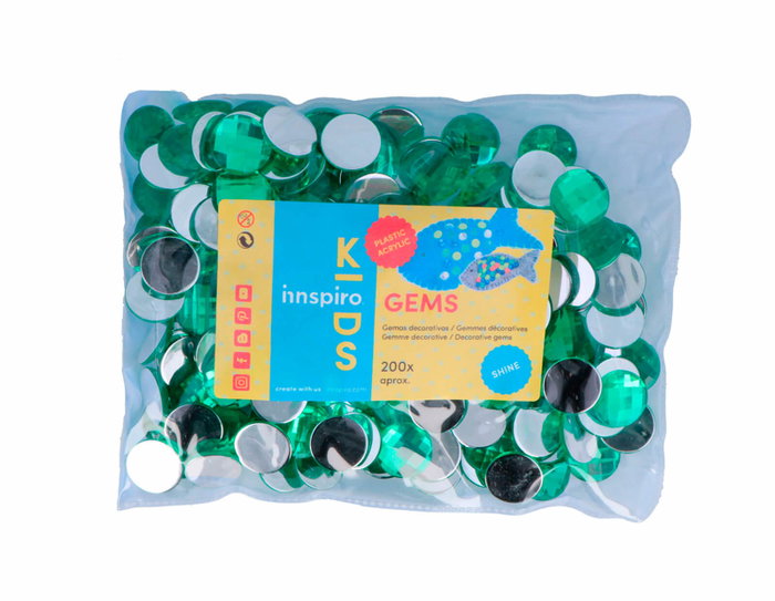 Innspiro Gemmes décoratives acryliques cercle vert 18mm 200u. approx.