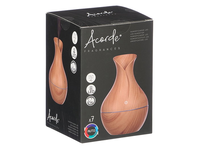 Acorde Humidificateur électrique bombé 10x15x10 cm plastique couleur bois avec USB (Set de 12)