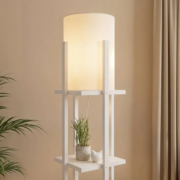 D By M.Red Lampadaire Nora Blanc et Naturel