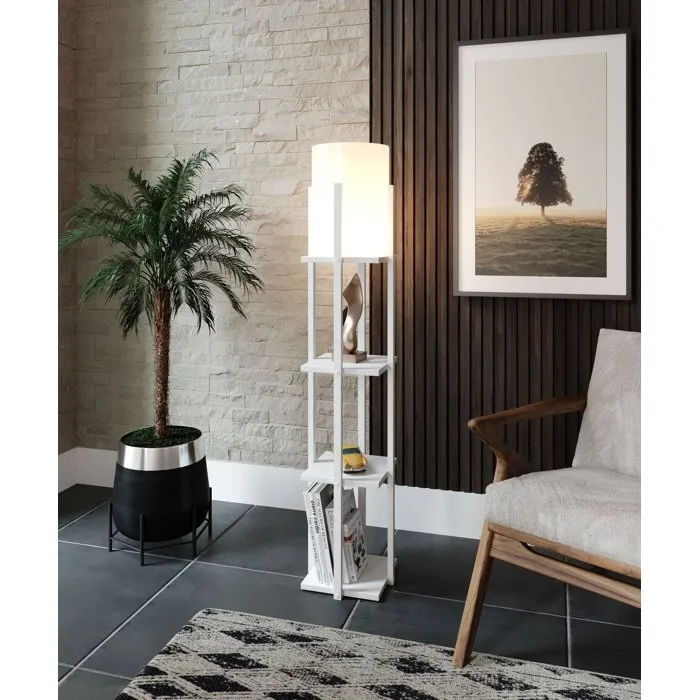 D By M.Red Lampadaire Nora Blanc et Naturel