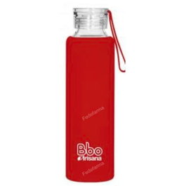 IRISANA Bouteille réutilisable en borosilicate avec housse en silicone rouge 550 ml