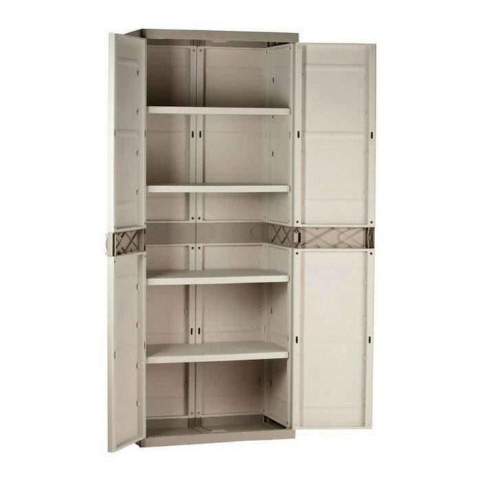 Plastiken Armoire haute de rangement TITANIUM Beige et Taupe Plastiken Armoire haute de rangement TITANIUM Beige et Taupe