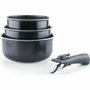Arthur Martin AM120B Set de 3 casseroles 16-18-20 cm + 1 poignée, Noir