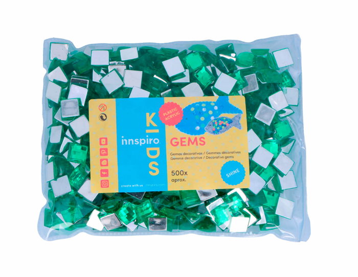 Innspiro Gemmes acryliques carrées vertes 12x12 mm, 500 unités