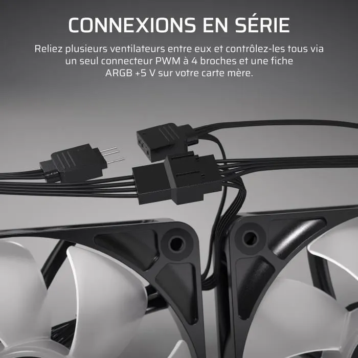 Corsair CO-9050186-WW RS140 ARGB - Ventilateur PC 140 mm Blanc - Pression d'air 3.46 mmH2O - Vitesse 330-1700 tr/min - Single Pack