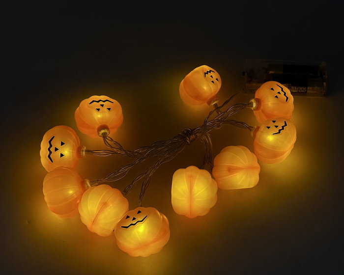 Guirlande lumineuse de citrouilles orange avec visage 120 cm Guirlande lumineuse de citrouilles orange avec visage 120 cm