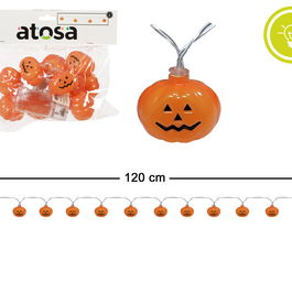 Guirnalda Luminosa de Citrouilles Orange avec Visage 120 cm - Décoration Fête d'Halloween, Anniversaire, Lumineuse pour Fenêtre, Balcon, Table