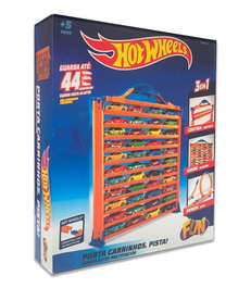 Hot Wheels - Mallette de transport 3 en 1 avec rampes et boucle - Contient jusqu'à 44 voitures (non incluses) - 30x27x6 cm - Dès 5 ans