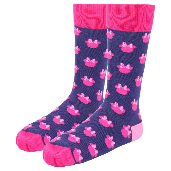 CERDÁ Set de 3 Chaussettes Femme Minnie Disney - Taille 36-41 - 86% Coton, 12% Polyamide, 2% Élasthanne