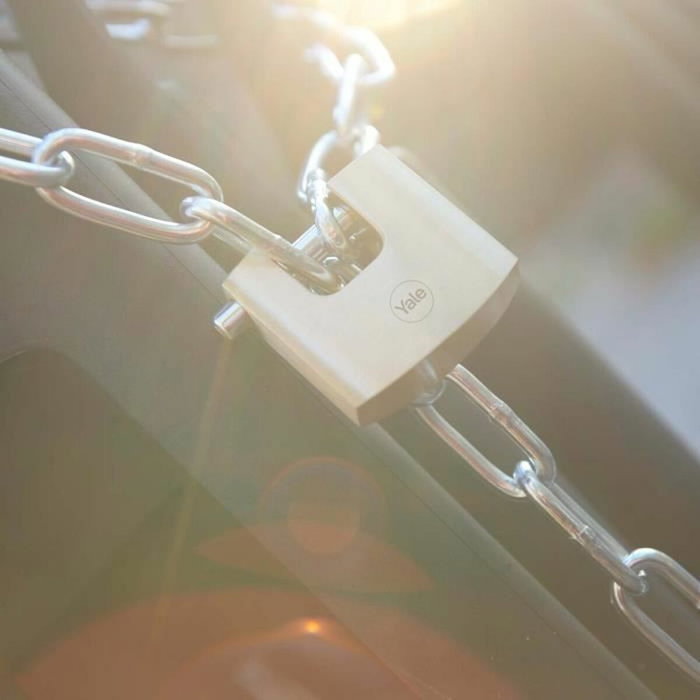Yale Cadenas de sécurité rectangulaire en laiton, anse acier cémenté, 3 clés