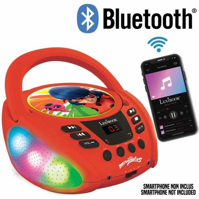 Lexibook Lecteur CD Bluetooth lumineux Miraculous Rouge