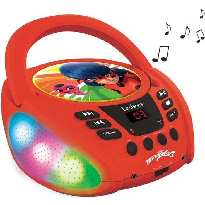 Lexibook Lecteur CD Bluetooth lumineux Miraculous Rouge