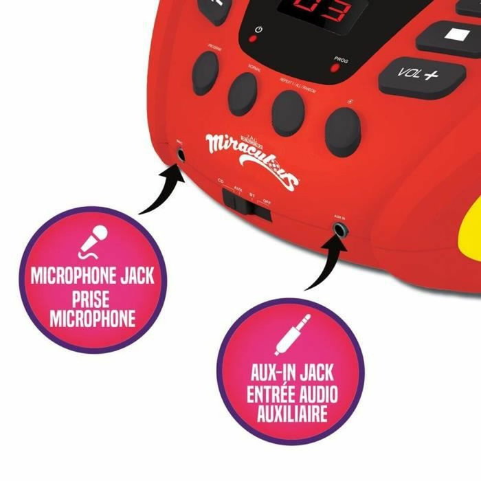 Lexibook Lecteur CD Bluetooth lumineux Miraculous Rouge