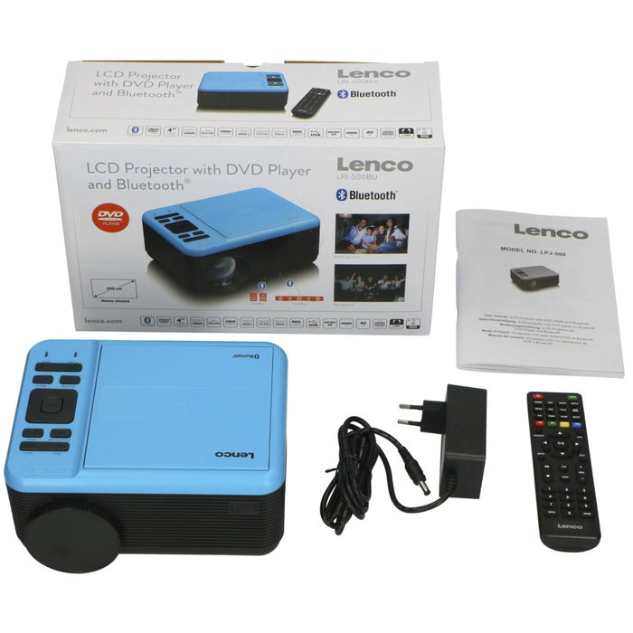 Lenco LPJ-500BU Projecteur LCD avec Lecteur DVD, Bluetooth et USB