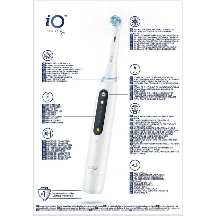 Oral-B iO5n Quite - Brosses à dents électriques - Technologie avancée - Améliore la santé des gencives - Élimine la plaque dentaire - Inclut étui de voyage - Blanc