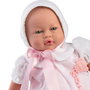 MUÑECAS GUCA Poupée Marina sans cheveux 42 cm avec robe blanche et capuche rose détails - Pour enfants 3 ans et plus