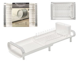 Kinvara Égouttoir Extensible Blanc 27x11.5x20 cm Plastique et Métal (Set de 8)