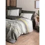 Parure de lit King 240 x 220 cm - 1 Housse de couette + 2 Taies d'oreiller 60 x 60 cm - 100% Coton renforcé - Couleurs Vison, Gris foncé, Jaune