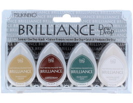 Tsukineko Set de 4 tampons d'encres BRILLANCE tons terreux effet nacré