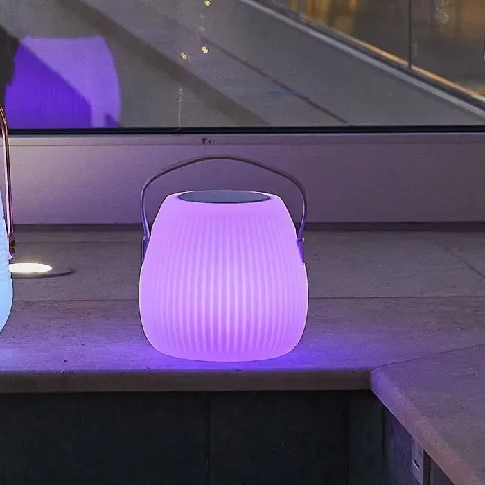Lampe Enceinte Bluetooth sans Fil Mini May Play LUMISKY - Lampe Nomade LED Blanche et Multicolore Dimmable avec Haut-Parleur, Autonomie 10h, H 23 cm