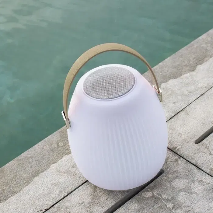 Lampe Enceinte Bluetooth sans Fil Mini May Play LUMISKY - Lampe Nomade LED Blanche et Multicolore Dimmable avec Haut-Parleur, Autonomie 10h, H 23 cm