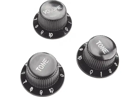 YELLOWPTS Set de boutons pour guitare Stratocaster (Volume + 2 Tono) - Noir YELLOWPTS Set de boutons pour guitare Stratocaster (Volume + 2 Tono) - Noir