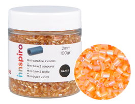 Innspiro Rocaille de verre cylindrique mini aurora boreal or 2x2mm 100g