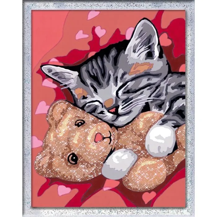 Ravensburger 25838 CreArt Kids - Kit de peinture par numéros "Chaton et son nounours" sur toile 18x24 cm avec cadre - À partir de 9 ans Ravensburger 25838 CreArt Kids - Kit de peinture par numéros "Chaton et son nounours" sur toile 18x24 cm avec cadre - À partir de 9 ans