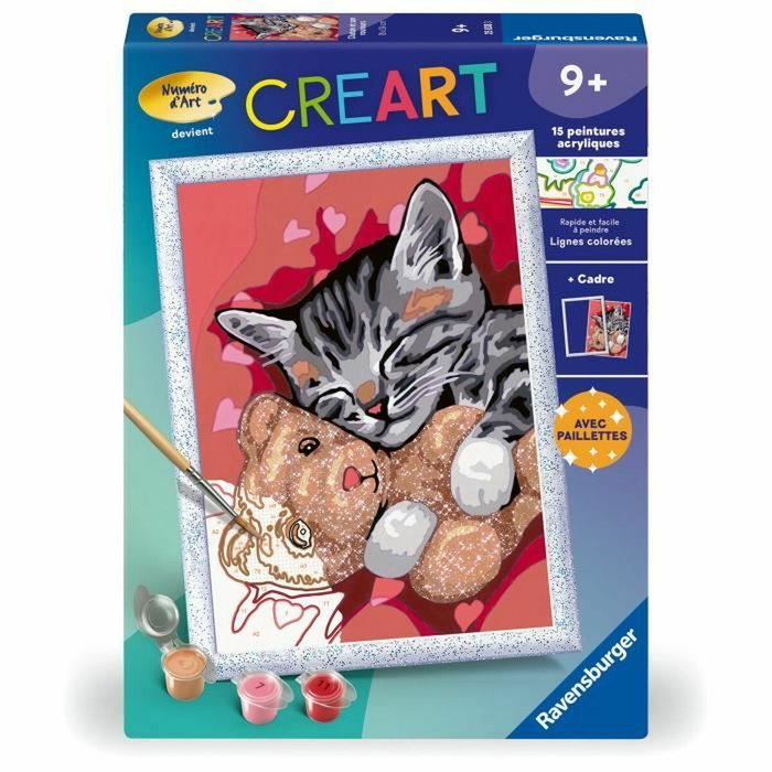 Ravensburger CreArt Kids Kit de peinture par numéros Chaton et son nounours Ravensburger CreArt Kids Kit de peinture par numéros Chaton et son nounours