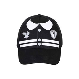 Karactermania - Gorra Infantil Miercoles Varsity - Casquette enfant ajustable en coton - 55-70 cm - Noir - Dimensions : 25 x 20 x 14 cm