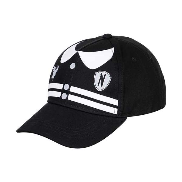 Karactermania - Gorra Infantil Miercoles Varsity - Casquette enfant ajustable en coton - 55-70 cm - Noir - Dimensions : 25 x 20 x 14 cm