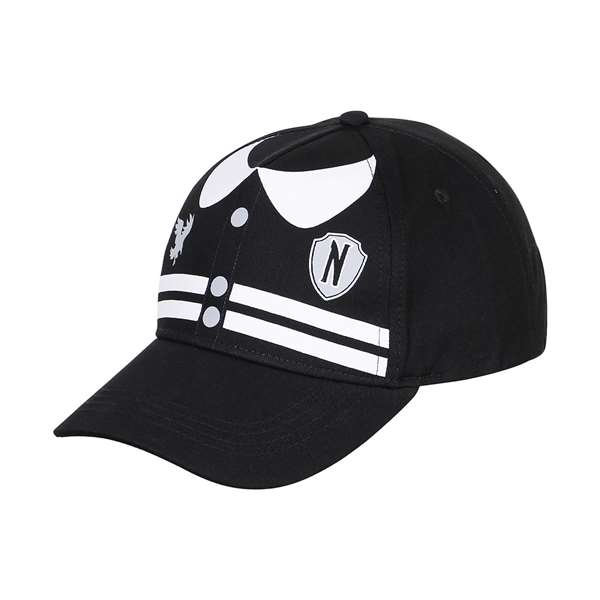 Karactermania - Gorra Infantil Miercoles Varsity - Casquette enfant ajustable en coton - 55-70 cm - Noir - Dimensions : 25 x 20 x 14 cm