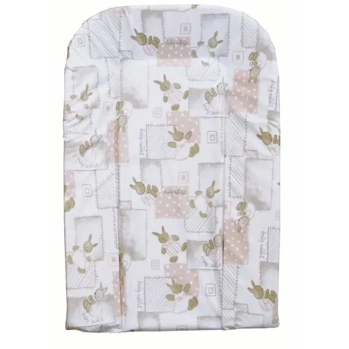 Bambisol - Matelas à langer en plaque de mousse 70x44 cm - Revêtement PVC facile d'entretien - Motif lapin beige Bambisol - Matelas à langer en plaque de mousse 70x44 cm - Revêtement PVC facile d'entretien - Motif lapin beige