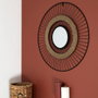 Home Deco Factory Miroir Mural Décoratif de 60 cm en Fil de Fer et Rotin