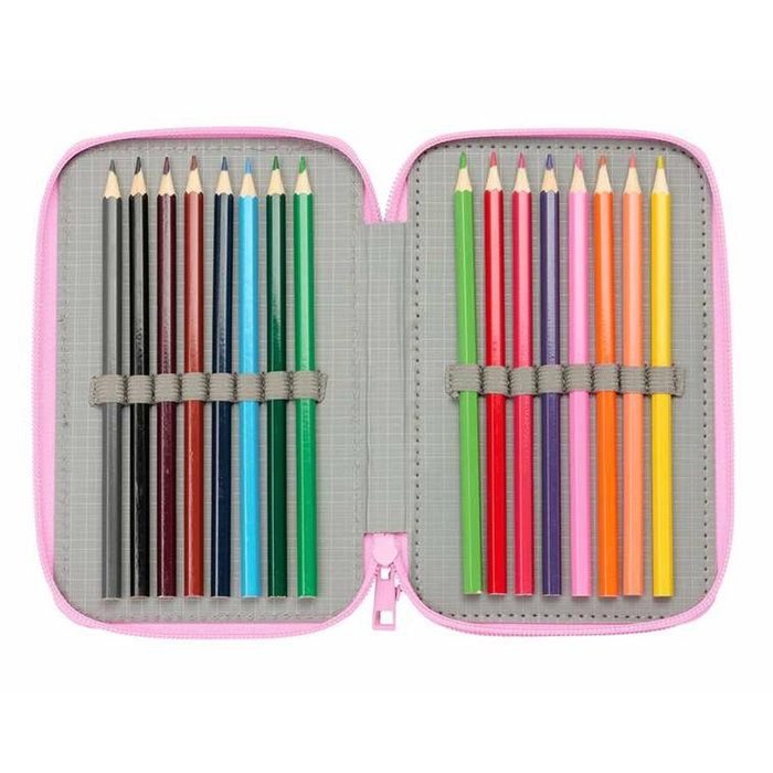 Pochette à crayons triple Gabby's Dollhouse Bleu 12,5 x 19,5 x 5,5 cm 37 Pièces