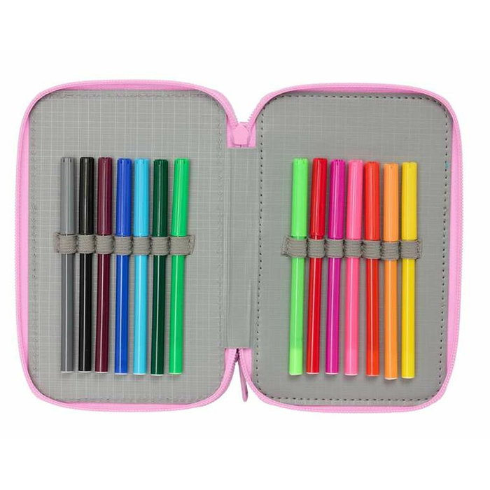 Pochette à crayons triple Gabby's Dollhouse Bleu 12,5 x 19,5 x 5,5 cm 37 Pièces