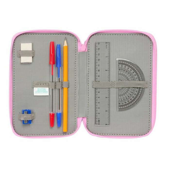 Pochette à crayons triple Gabby's Dollhouse Bleu 12,5 x 19,5 x 5,5 cm 37 Pièces